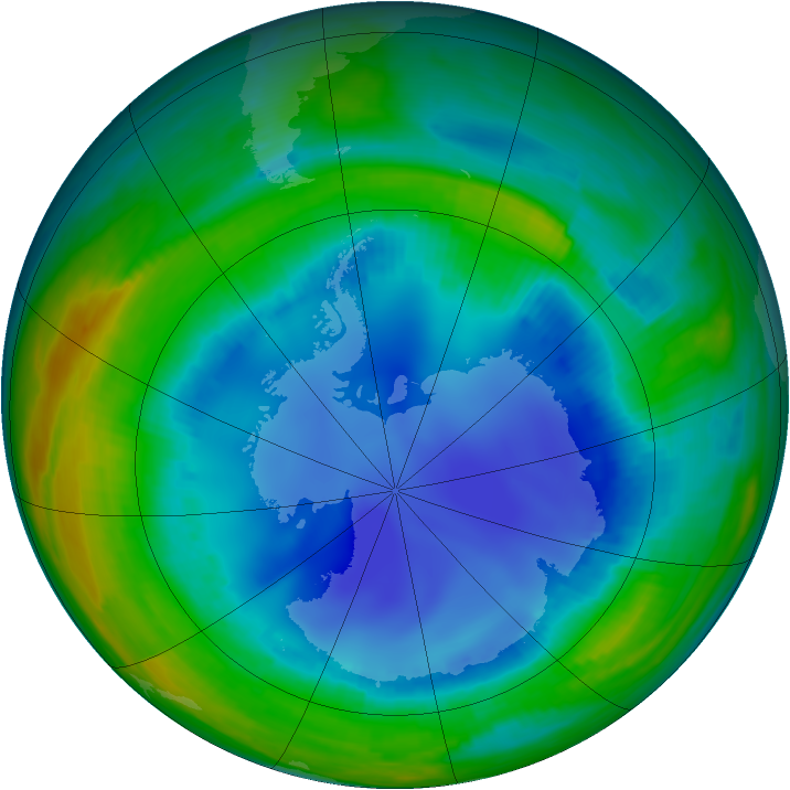 Antarctic ozone map for 07 August 1999